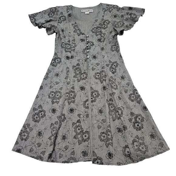 Another Thyme VTG Checkered Floral 1/2 Button Up Academia Chic Retro Dress Sz 6P - Picture 1 of 13